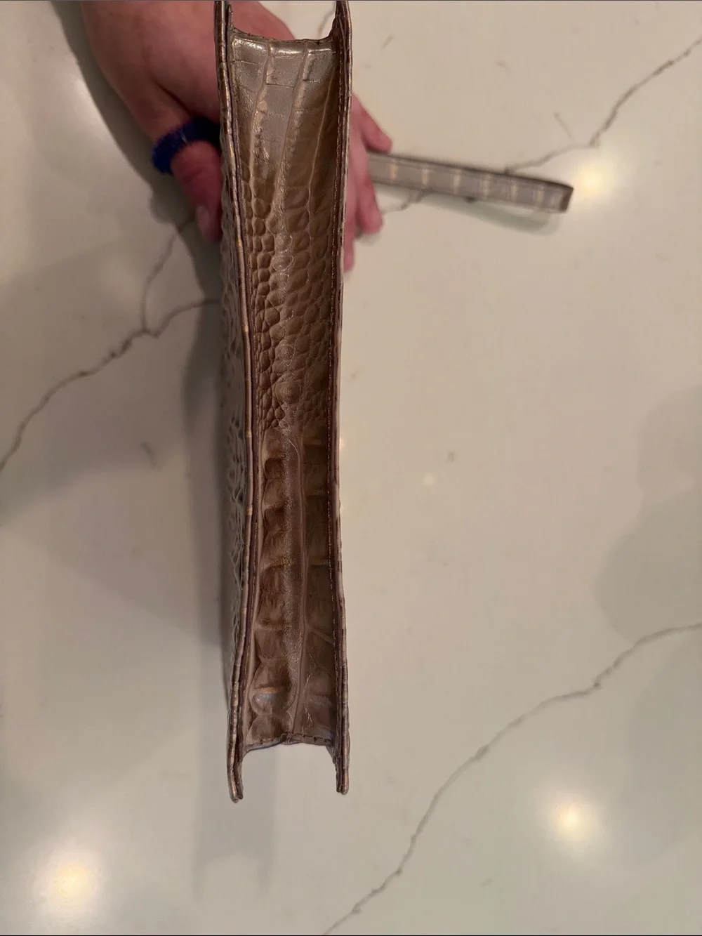 Brahmin Croc-Embossed Wristlet Clutch Mercury